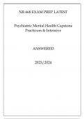 NR 668 EXAM PREP LATEST Psychiatric Mental Health Capstone Practicum & Intensive ANSWERED