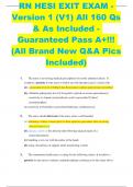 RN HESI EXIT EXAM - Version 1 (V1) All 160 Qs & As Included - Guaranteed Pass A+!!! (All Brand New Q&A Pics Included)