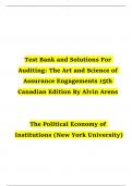 Test Bank and Solutions For Auditing: The Art and Science of Assurance Engagements 15th Canadian Edition By Alvin Arens