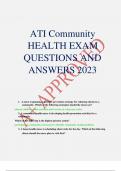 ATI Community HEALTH EXAM QUESTIONS AND ANSWERS 2023 -