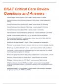 BKAT Critical Care Review Questions and Answers Rated A+