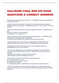 HALLMARK FINAL BSN-205 EXAM  QUESTIONS & CORRECT ANSWERS