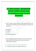 ATI MATERNAL NEWBORN PROCTORED EXAM 2019/ 2023  70 Questions with correct Answers.