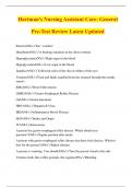 Hartman's Nursing Assistant Care: General Pre-Test Review Latest Updated