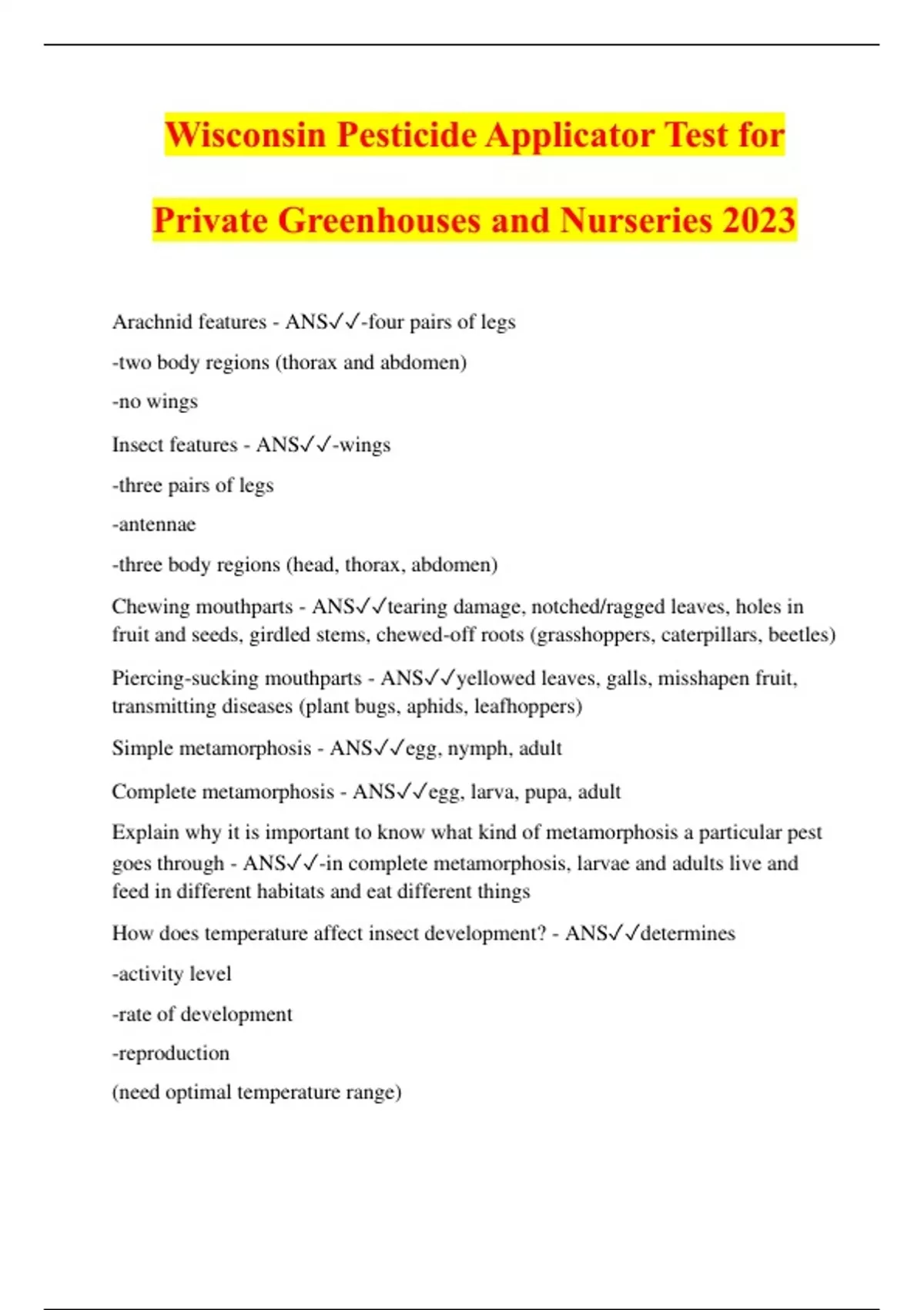 Wisconsin Pesticide Applicator Test for Private Greenhouses and