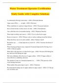 Water Treatment Operator Certification Study Guide with Complete Solutions