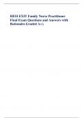 HESI EXIT Family Nurse Practitioner  Final Exam Questions and Answers with Rationales (Graded A+).