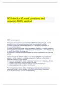 NC Infection Control questions and answers 100% verified.