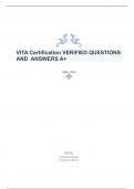 VITA Certification VERIFIED QUESTIONS AND  ANSWERS A+