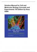 Solution Manual for Cell and  Molecular Biology Concepts and  Experiments 7th Edition by Karp  ISB