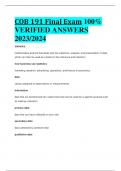 COB 191 FINAL EXAM WITH  100% VERIFIED ANSWERS  2023/2024