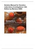 Solution Manual for Genetics  Laboratory Investigations 14th  Edition by Mertens ISBN