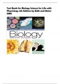 Test Bank for Biology Science for Life with  Physiology 4th Edition by Belk and Maier  ISBN