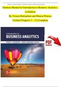 Solution Manual for Introduction to Business Analytics, 1st Edition By Vernon Richardson and Marcia Watson, Verified Chapters 1 - 12, Complete Newest Version