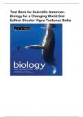 Test Bank for Scientific American  Biology for a Changing World 2nd  Edition Shuster Vigna Tontonoz Sinh