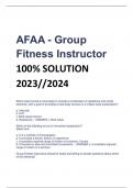 LATEST AFAA - Group Fitness Instructor 100% SOLUTION 2023//2024