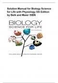 Solution Manual for Biology Science for Life with Physiology 5th Edition by Belk and Maier ISBN