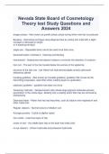  Nevada State Board of Cosmetology Theory test Study Questions and Answers 2024