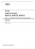 AQA GCSE COMPUTER SCIENCE 8525/1A, 8525/1B, 8525/1C Paper 1 JUNE 2023 MARK SCHEME: Computational thinking and programming skills