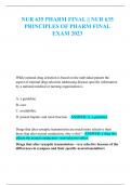 NUR 635 PHARM FINAL || NUR 635  PRINCIPLES OF PHARM FINAL  EXAM 2023