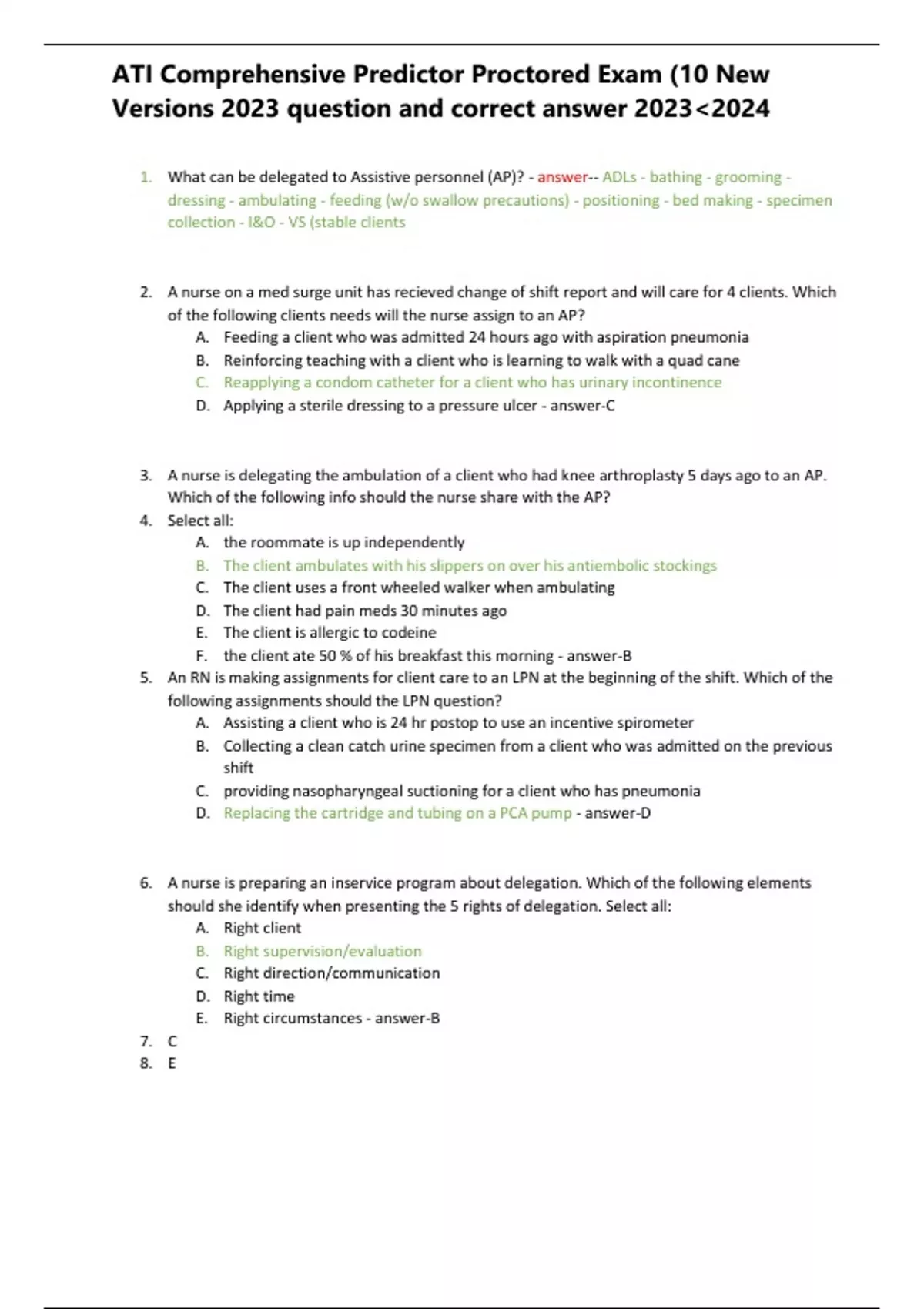 Ati Comprehensive Predictor Proctored Exam 10 New Versions 2023 Question And Correct Answer 2306