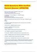 D430 Questions With Verified  Correct Answer | UPDATED