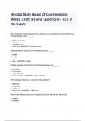 Nevada State Board of Cosmetology: Milady Exam Review Questions - SET V 2023/2024