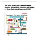 Test Bank for Business Communication  Building Critical Skills Canadian 6th Edition  by Braun Locker and Kaczmarek ISBN