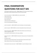 FINAL EXAMINATION  QUESTIONS FOR ACCT 505
