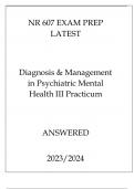 NR 607 EXAM PREP LATEST DIAGNOSIS & MANAGEMENT IN PSYCHIATRIC MENTAL HEALTH