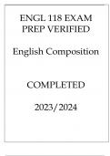 ENGL 118 EXAM PREP VERIFIED ENGLISH COMPOSITION COMPLETED 20232024