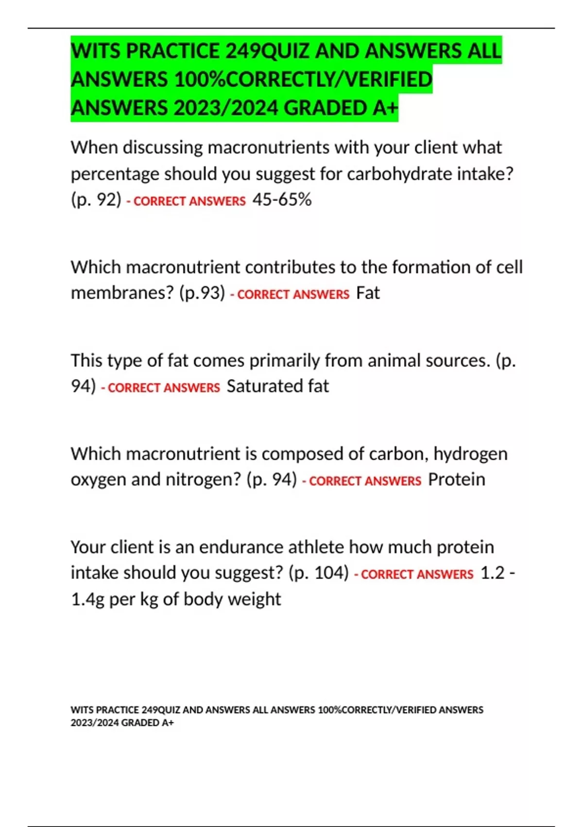 Summary WITS PRACTICE 249QUIZ AND ANSWERS ALL ANSWERS 100 CORRECTLY   657cbc1d9ff9f 4031868 1200 1700.webp