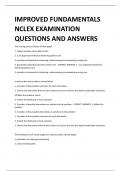 IMPROVED FUNDAMENTALS NCLEX EXAMINATION QUESTIONS AND ANSWERS