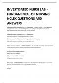 INVESTIGATED NURSE LAB - FUNDAMENTAL OF NURSING NCLEX QUESTIONS AND  ANSWERS 