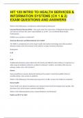 HIT 120 INTRO TO HEALTH SERVICES & INFORMATION SYSTEMS (CH 1 & 2) EXAM QUESTIONS AND ANSWERS
