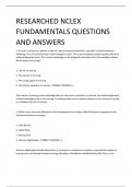 RESEARCHED NCLEX  FUNDAMENTALS QUESTIONS  AND ANSWERS
