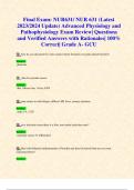 Midterms & Final Exams: NUR631/ NUR 631 (Latest 2023/2024 Updates STUDY BUNDLE WITH COMPLETE SOLUTIONS) Advanced Physiology and Pathophysiology Exams| Questions and Verified Answers| 100% Correct| Grade A- GCU