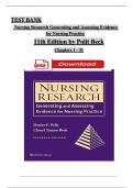 Test Bank for Nursing Research Generating and Assessing Evidence for Nursing Practice 11th Edition by Denise Polit, Complete Chapters 1 - 31, Updated Newest Version