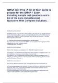 QMHA Test Prep (A set of flash cards to prepare for the QMHA-1 Exam including sample test questions and a list of the core competencies) Questions With Complete Solutions.