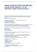 Oklahoma Mental Health Case Manager 2 Study Guide: Module 1-12 | 66 Questions | With Correct Answers.