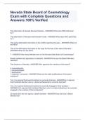 Nevada State Board of Cosmetology Exam with Complete Questions and Answers 100% Verified