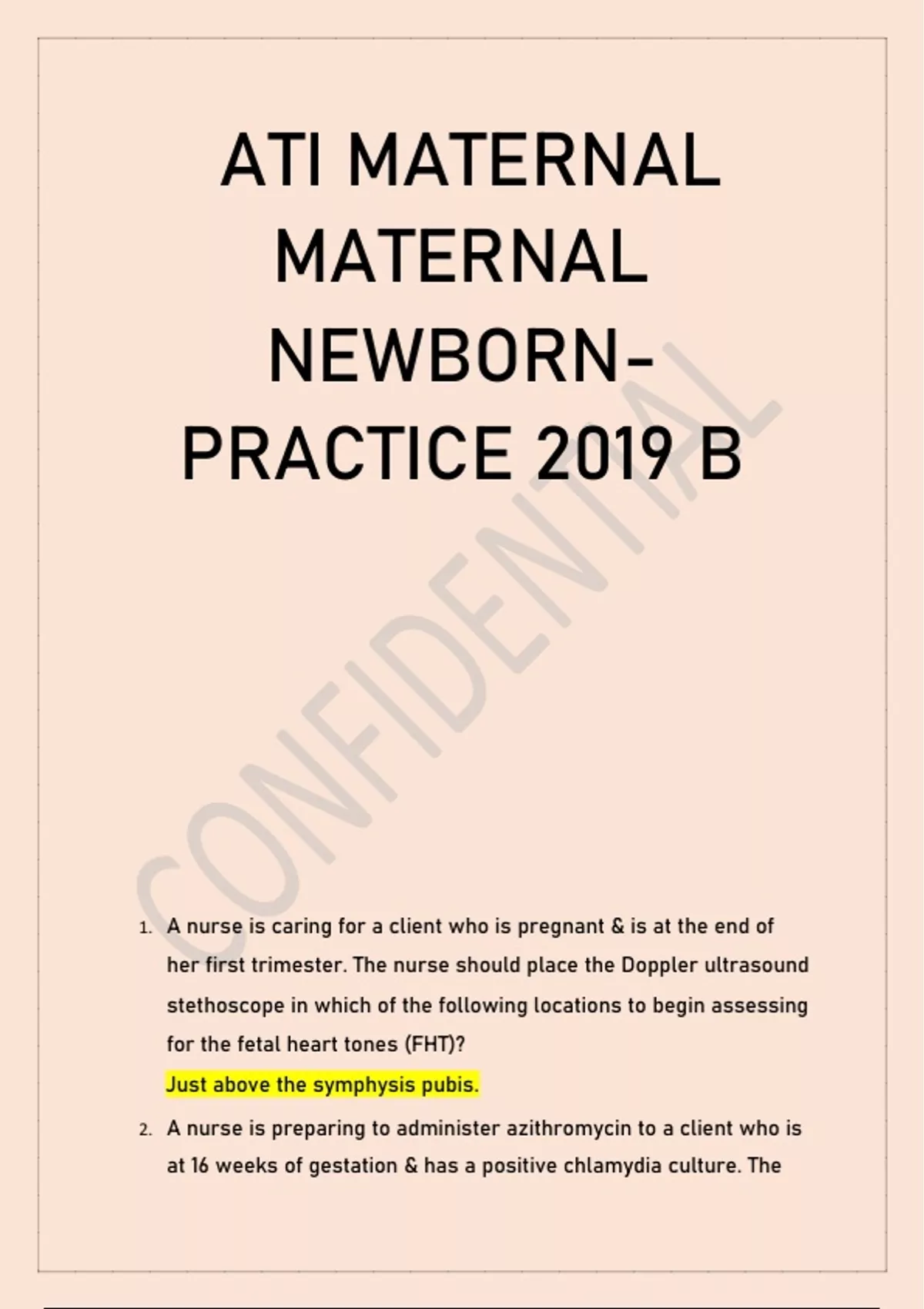 MATERNAL NEWBORN- PRACTICE 2019 B.ATI MATERNAL NEWBORN- PRACTICE - Vati ...