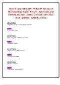 Final Exam: NUR635/ NUR 635 Advanced Pharmacology Exam Review_ Questions and Verified Answers_ 100% Correct (New 2023/  2024 Update) - Grand Canyon 