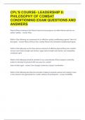 CPL'S COURSE- LEADERSHIP II PHILOSOPHY OF COMBAT CONDITIONING EXAM QUESTIONS AND ANSWERS