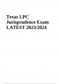 Texas LPC Jurisprudence Exam LATEST 2023/2024