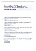  Primary Care PNP Exam Review-Additional Review Questions with Correct Answers.