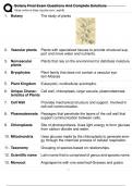 Botany Final Exam Questions And Complete Solutions 