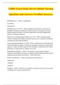 CRRN Exam Study Review Rehab Nursing Questions and Answers (Verified Answers)