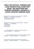 WGU C168 CRITICAL THINKING AND LOGIC EXAM ACTUAL EXAM TEST BANK | 380 QUESTIONS AND VERIFIED ANSWERS | GRADED A+ | LATEST UPDATED VERSION (2024)