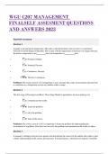 WGU C207 MANAGEMENT FINALSELF ASSESMENT QUESTIONS AND ANSWERS 2023